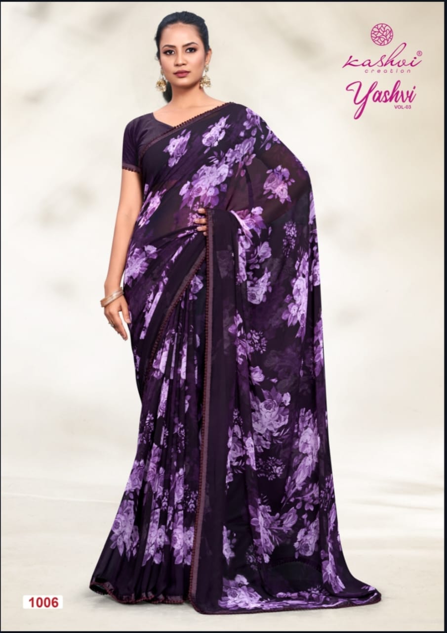 Yashvi Vol 3 By Kashvi Daily Wear Printed Georgette Sarees Wholesale Price In Surat